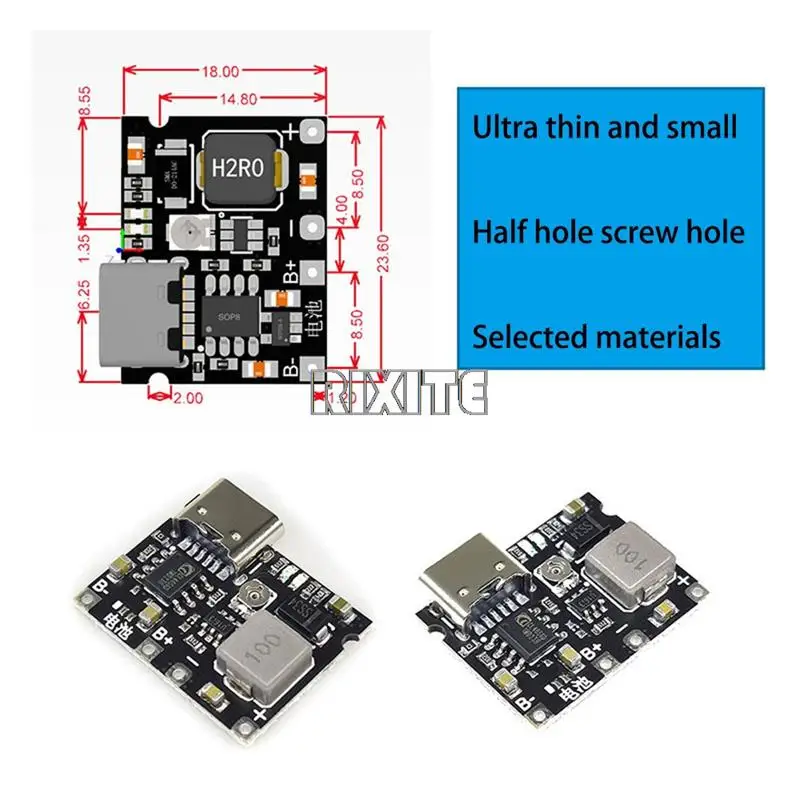 リチウムイオン電池充電器ボード,18650 V,3.7V, DC,制御モジュール,USB Type-c,tp4056,急速充電,1〜10個