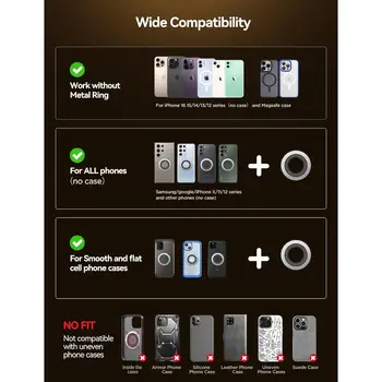 360°旋轉磁吸車載支架,全金屬設計,適用於智慧型手機,超強磁吸支架,相容於iPhone 16/16 8 最佳銷售 磁吸式車用支架 - №5