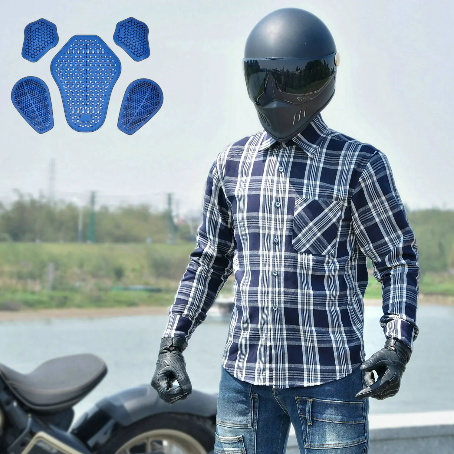 

VOLERO Motorcycle Riding Jacket Kevlar Casual Retro Four Seasons Locomotive Plaid Shirt Anti-drop Jacket