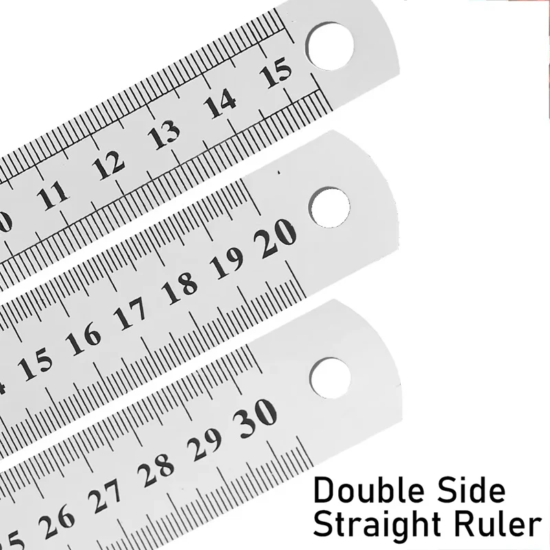 Stainless Steel Double Side Straight Ruler Centimeter Inches Scale Metric Ruler Precision Measuring Tool For School Stationery