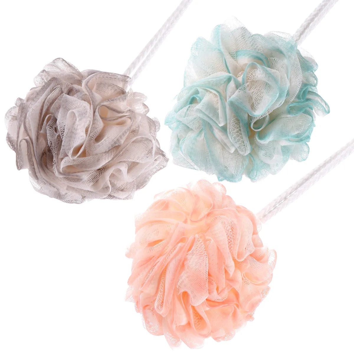 

3Pcs Shower Ball Bath Scrubber Eco Friendly Mesh Poufs Body Skin Cleaner Soft Texture Rich Bubbles Comfortable Grip Bath