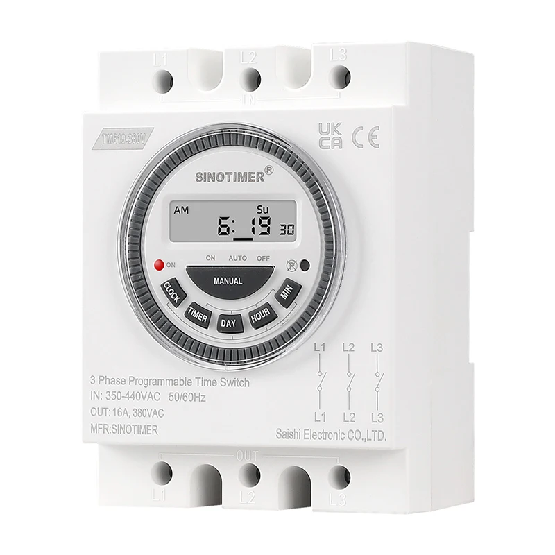 Brand New Easy Wiring 3 Phases 380V 415V 7 Days Programmable Timer Switch Time Relay with Dustproof Cover