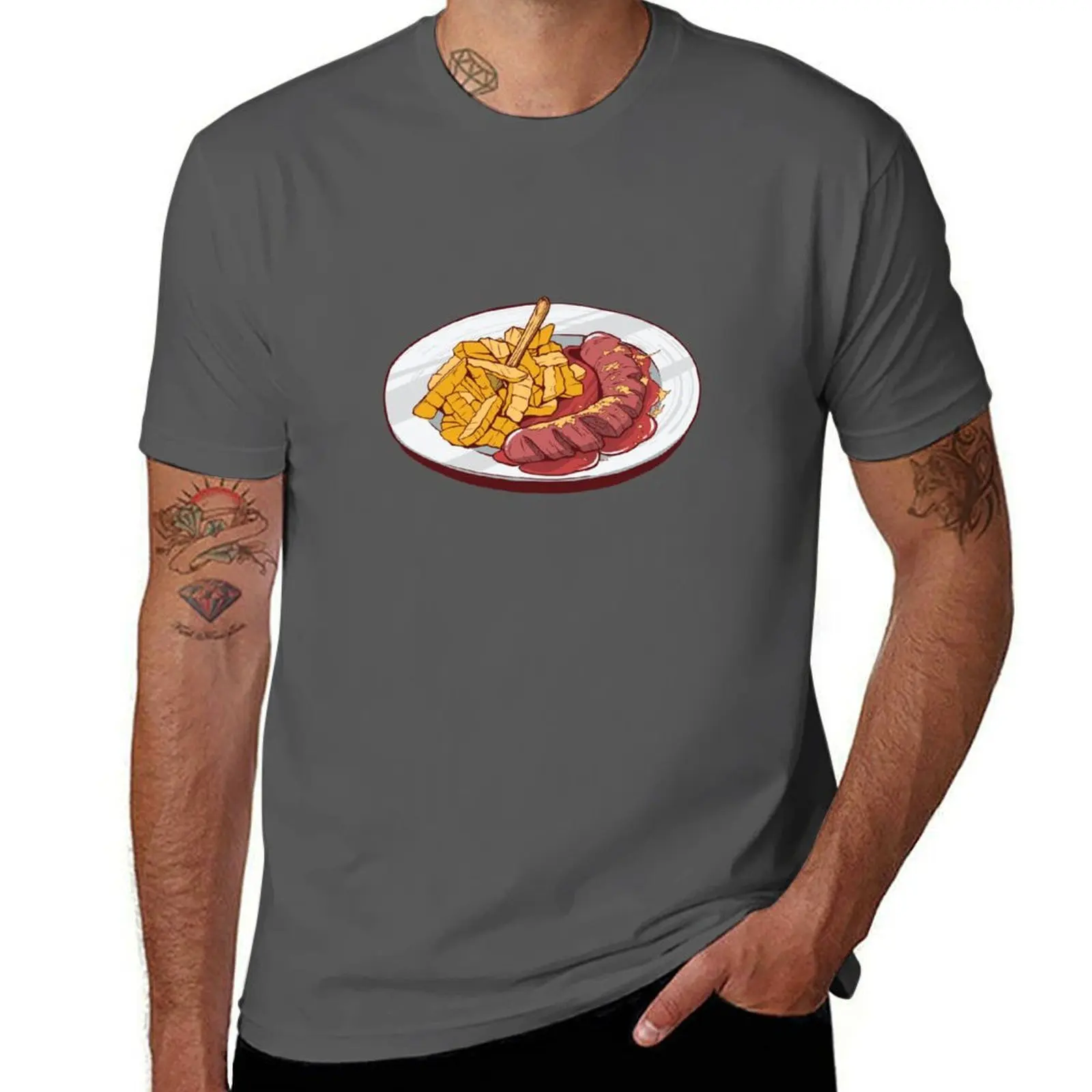 

fries with Currywurst french T-Shirt Casual Work Wear T-Shirt