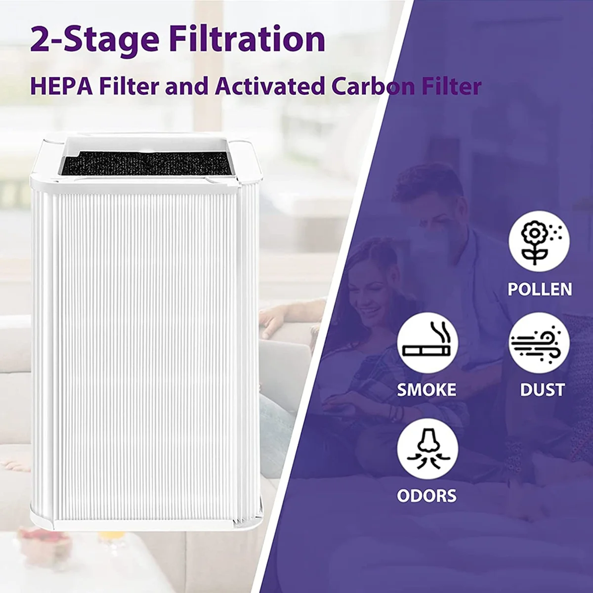 Blueair 블루 퓨어 121 공기 청정기 교체 필터, 파티클 트루 HEPA 필터, 활성탄 교체 필터