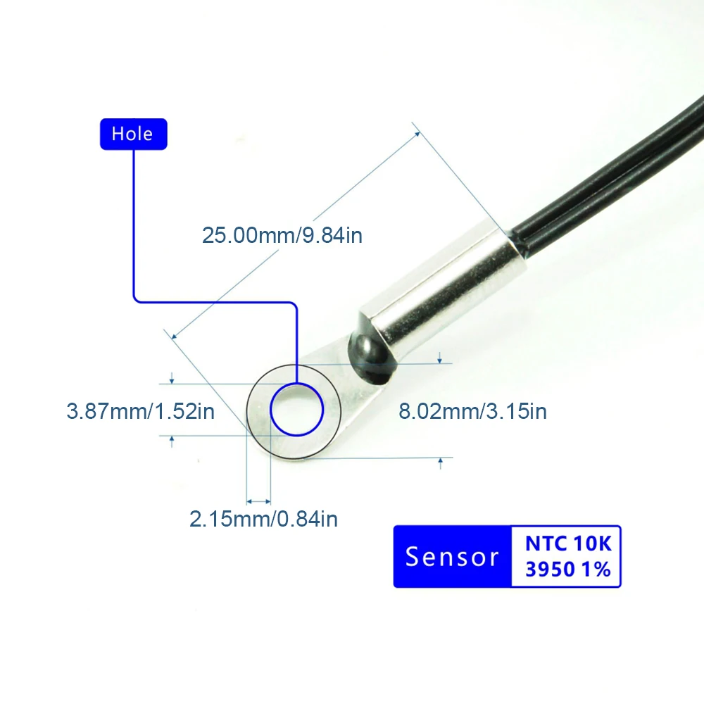 DC4-28V Thermometer LED Double Display Digital 3-Digit Fahrenheit Waterproof Temperature Sensor With NTC Dual Buckle Probe Cable