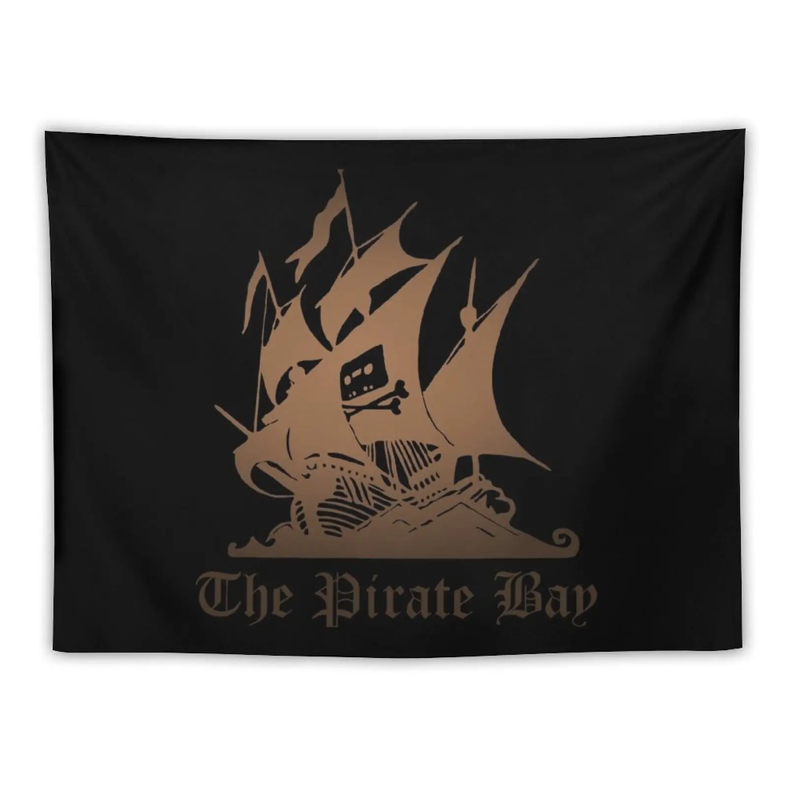 

The Pirate Bay Logo [Gold On Black] Tapestry Wall Art Decoration Aesthetic Wallpaper Bedroom Tapestry