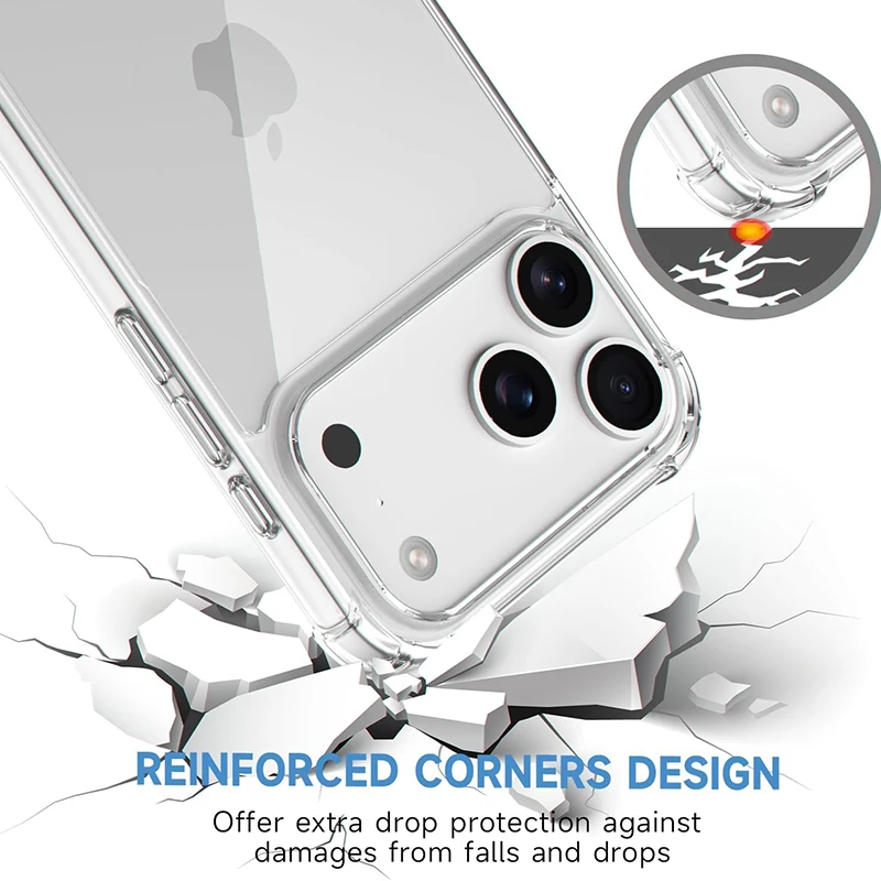 เคสโทรศัพท์อะคริลิกแบบแข็งไฮบริดสำหรับ iPhone 17 Pro Max เคสใสหรูหราสำหรับ iPhone 17 Pro Max