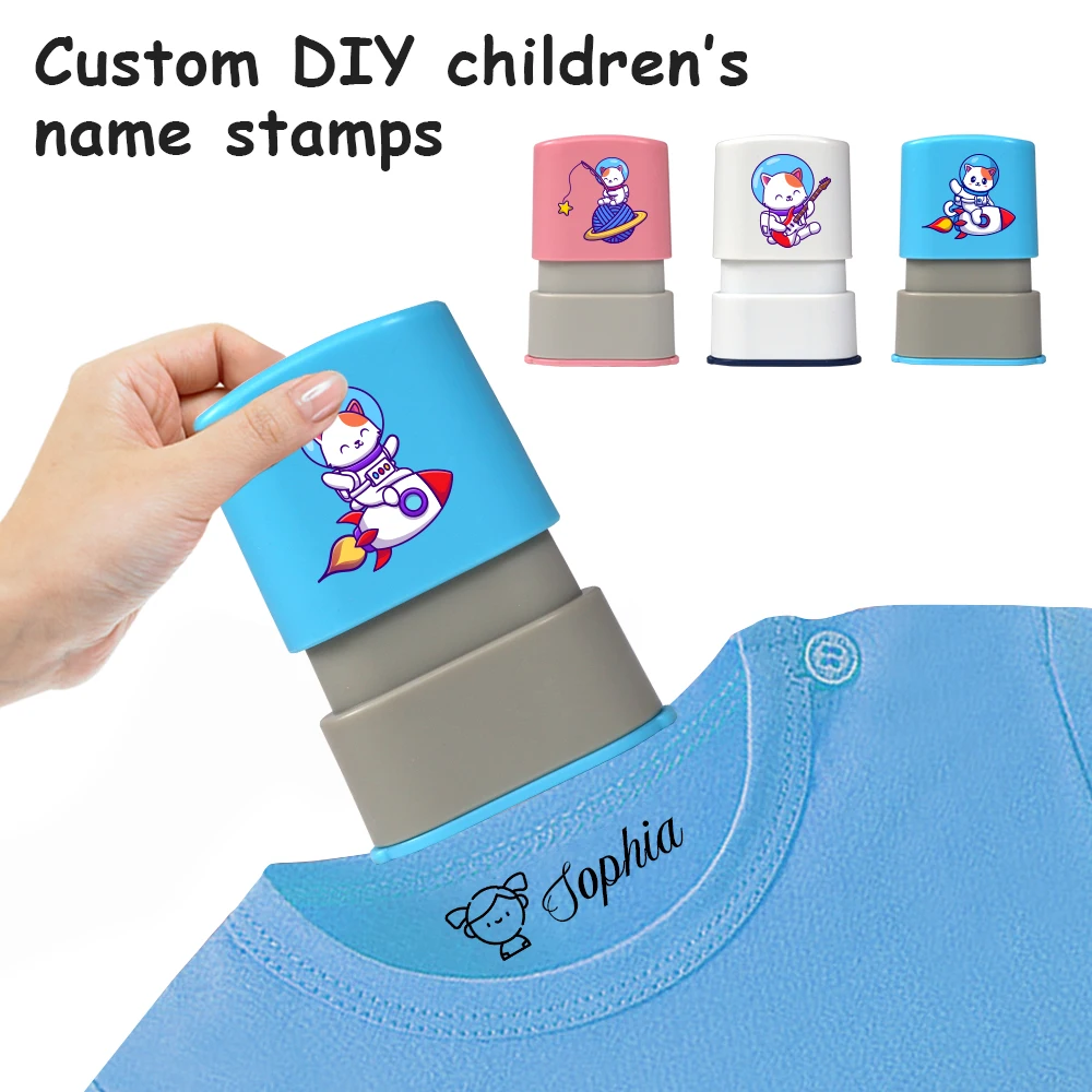 

Cartoon Cute Cat Astronaut Student'S Name Stamp Waterproof Not Easy To Fade For Children Clothes Chapter Gift name sticker