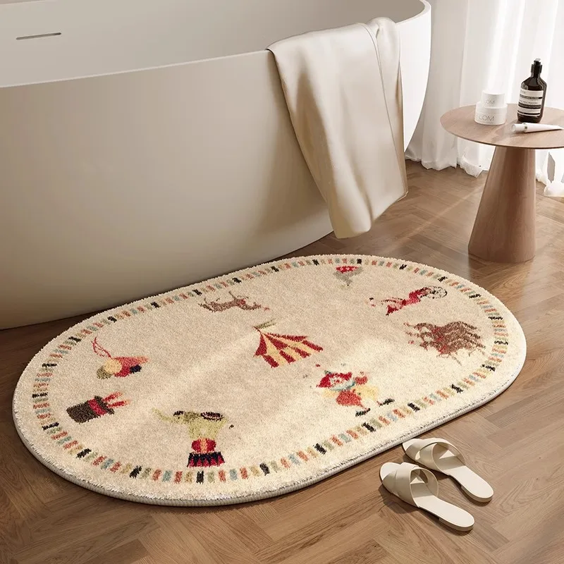 VIKAMA Christmas Cartoon Printed Floor Mat For Home Decor, Soft, Absorbent, Non-Slip And Dirt-Proof, For Bathrooms And Entrance