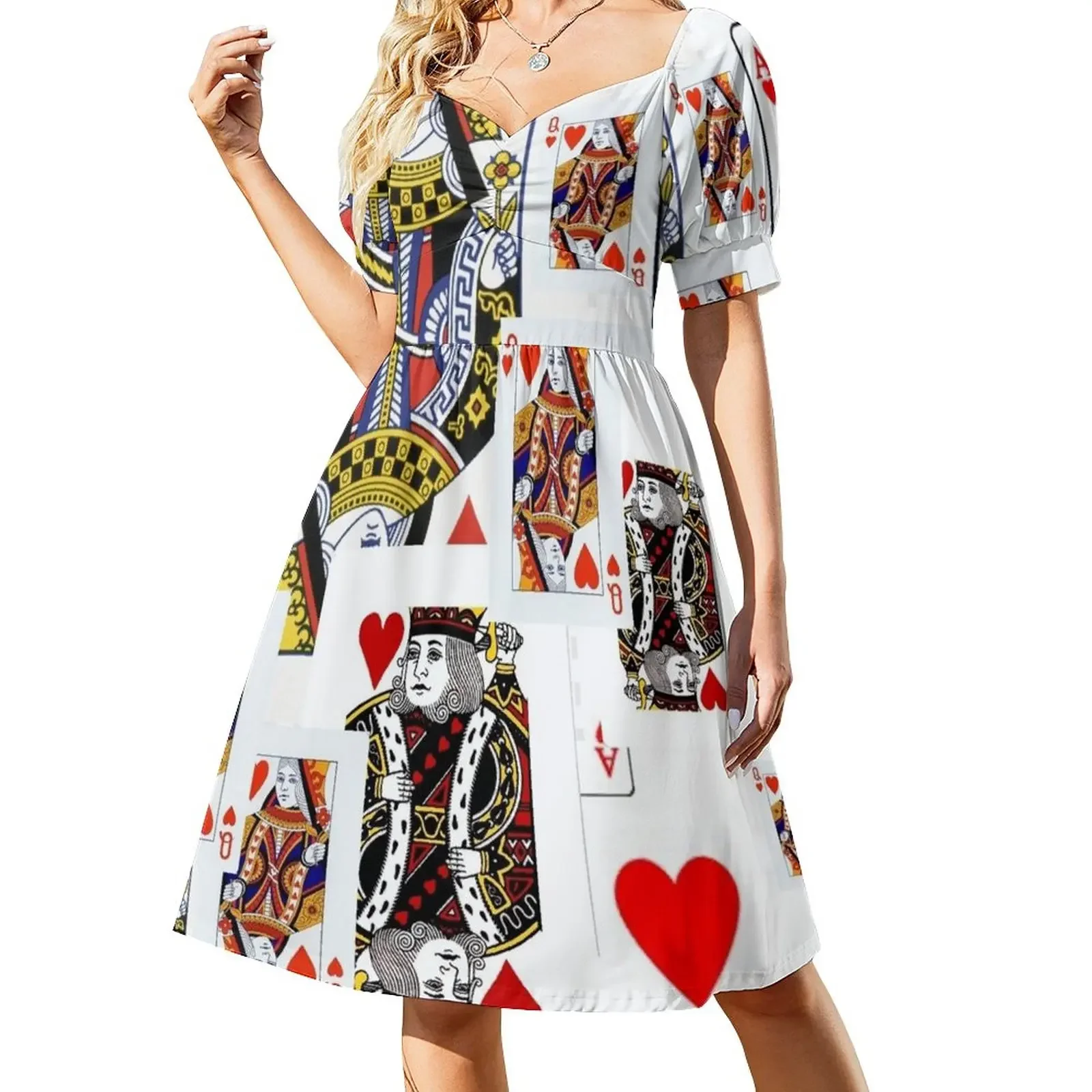 ROYAL COURT RED HEARTS CASINO NIGHT CARDS Short-Sleeved Dress women formal occasion dresses Women's skirt