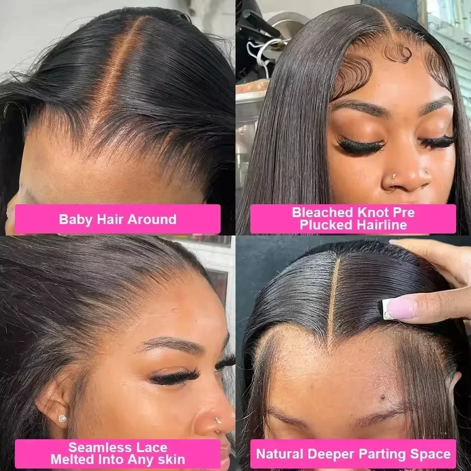 Glueless Wigs Human Hair Pre Plucked Pre Cut 4x4 Hd Lace Closure Wigs 34 Inch Straight Human Hair Wig For Women 250 Density Wear And Go Glueless Wigs For Beginner image 5