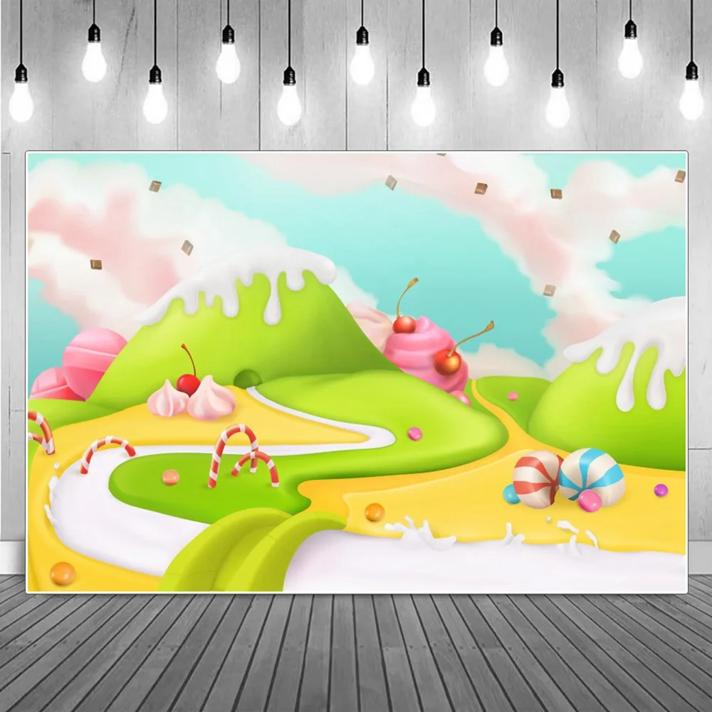 

Sweet Table Decoration Birthday Photography Backdrops Baby Shower Candy Bar Candyland Party Photographic Background Studio Props