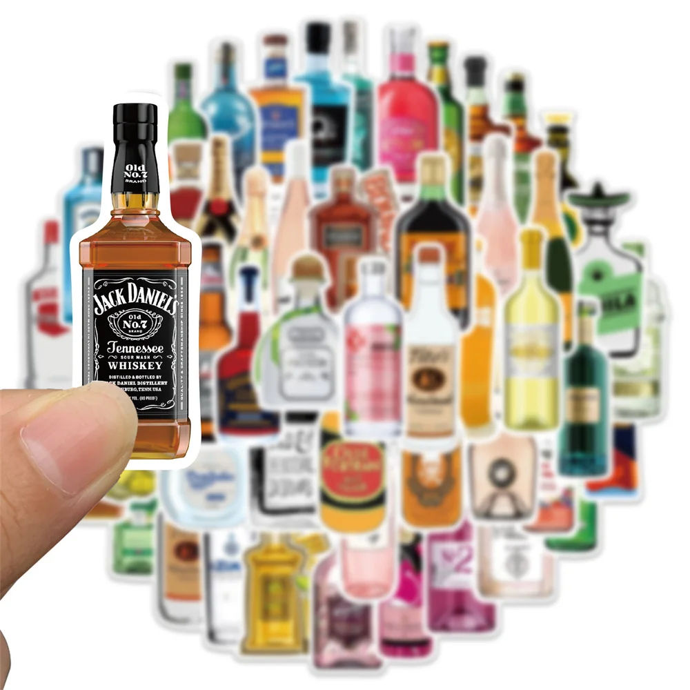 50/67pcs Alcohol Wine Bottle Vintage Beer Stickers for Ipad Scrapbooking Material Adesivos Journal Sticker Scrapbooking Supplies