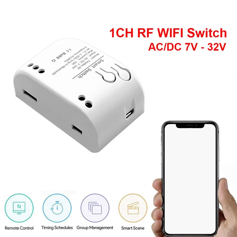 【Buy It-Now!】3X 1CH RF Switch 7-32V AC DC WIFI Tuya Remote Control 433 Light Switch 10A Rele Relay Self-Locking Interlock Inchin