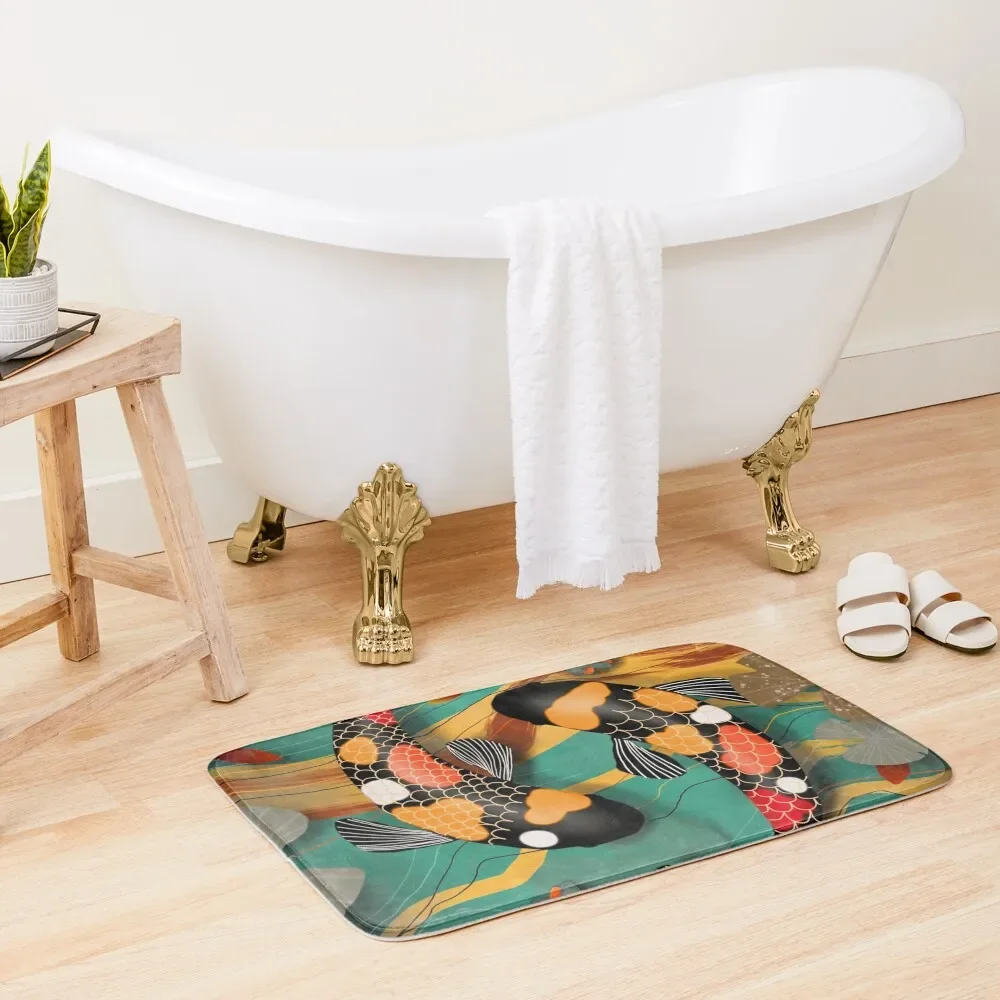 

Koi Watergarden Jade Bath Mat Hallways Bathroom Shower Non-Slip Pad Mat