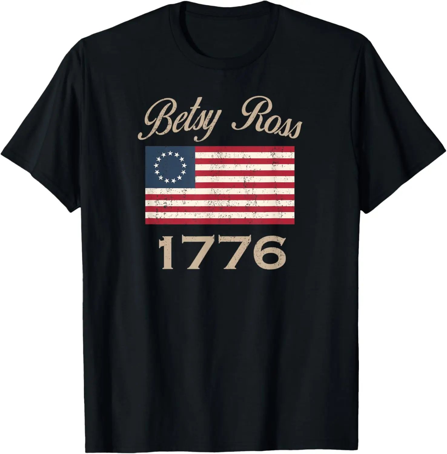 Betsy Ross Flag 1776 Vintage Distressed American Patriot T-Shirt