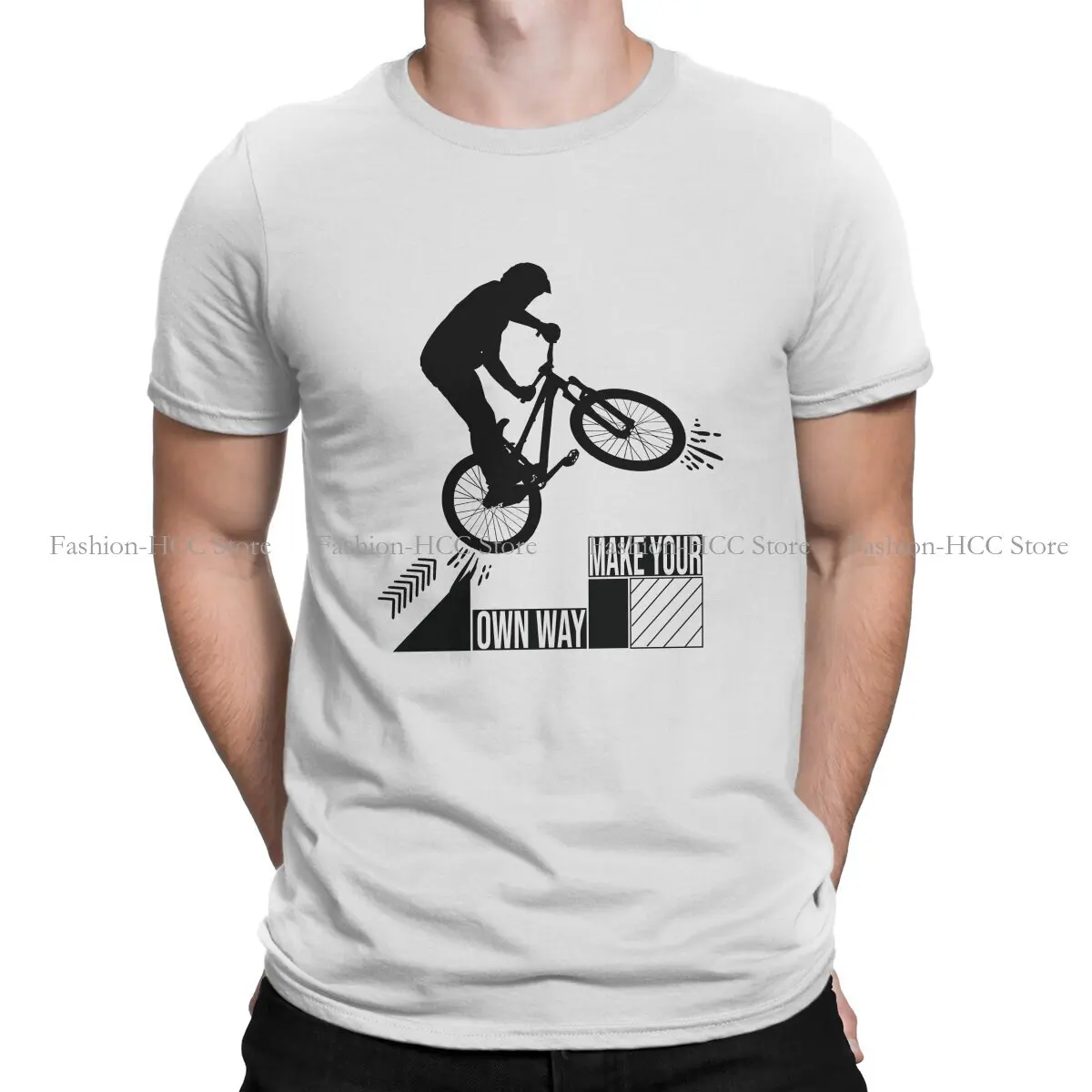 Cycling Make Your Own Way Graphic Polyester TShirt Van Der Poel Creative Tops Casual T Shirt Men Tee