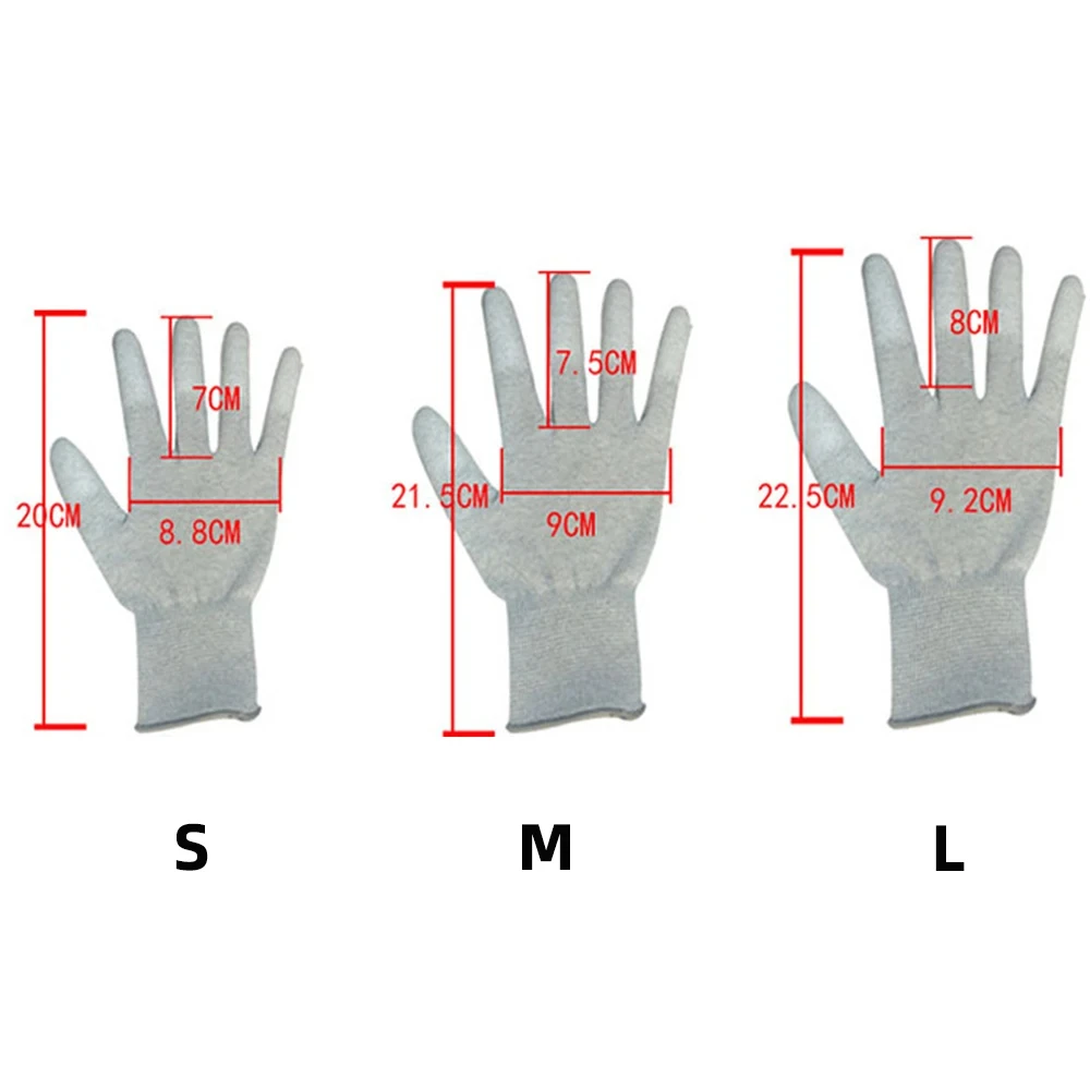 3Pairs/Set Anti Static Gloves Mobile Phone Repair Carbon Fiber Gloves ESD Electronic Working PU Painted Finger Protective Tablet