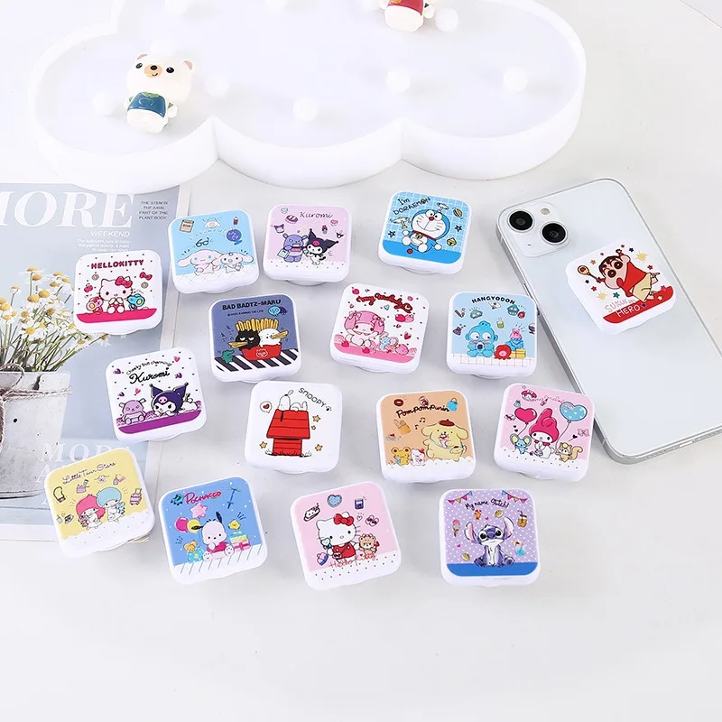 New Sanrio Hello Kitty My Melody Cinnamoroll Airbag Stand Double-sided Makeup Mirror Cartoon Retractable Lazy Mobile Phone Stand