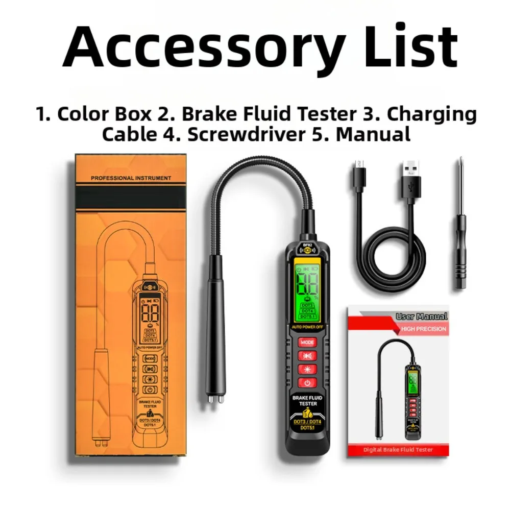 جهاز اختبار فرامل السيارات مع كشف دقيق للرطوبة في DOT3 4 5 1 سائل الفرامل وميزة قياس درجة الحرارة #6