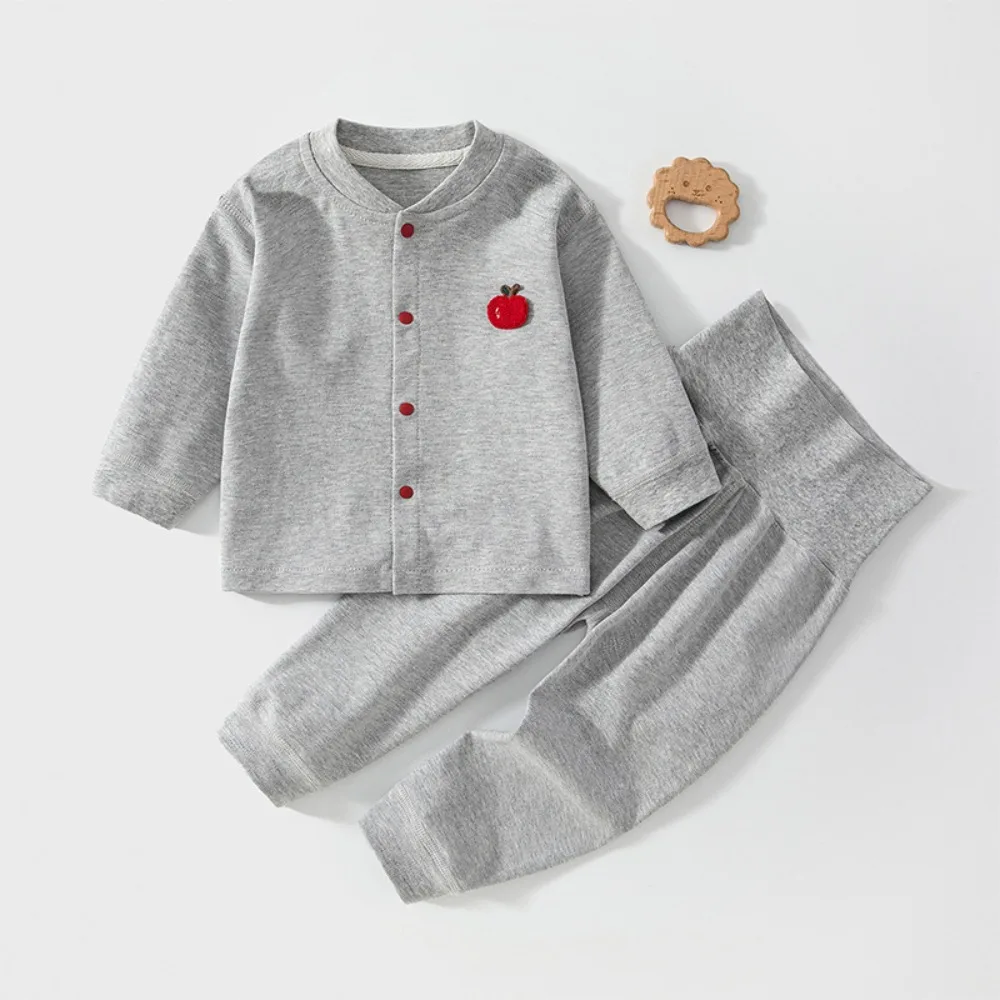 Autumn and Winter Baby Clothing Solid Color High Quality Long Sleeve Long Pants 2-piece Set 0-18 Month Baby Girl Pure Cotton Set