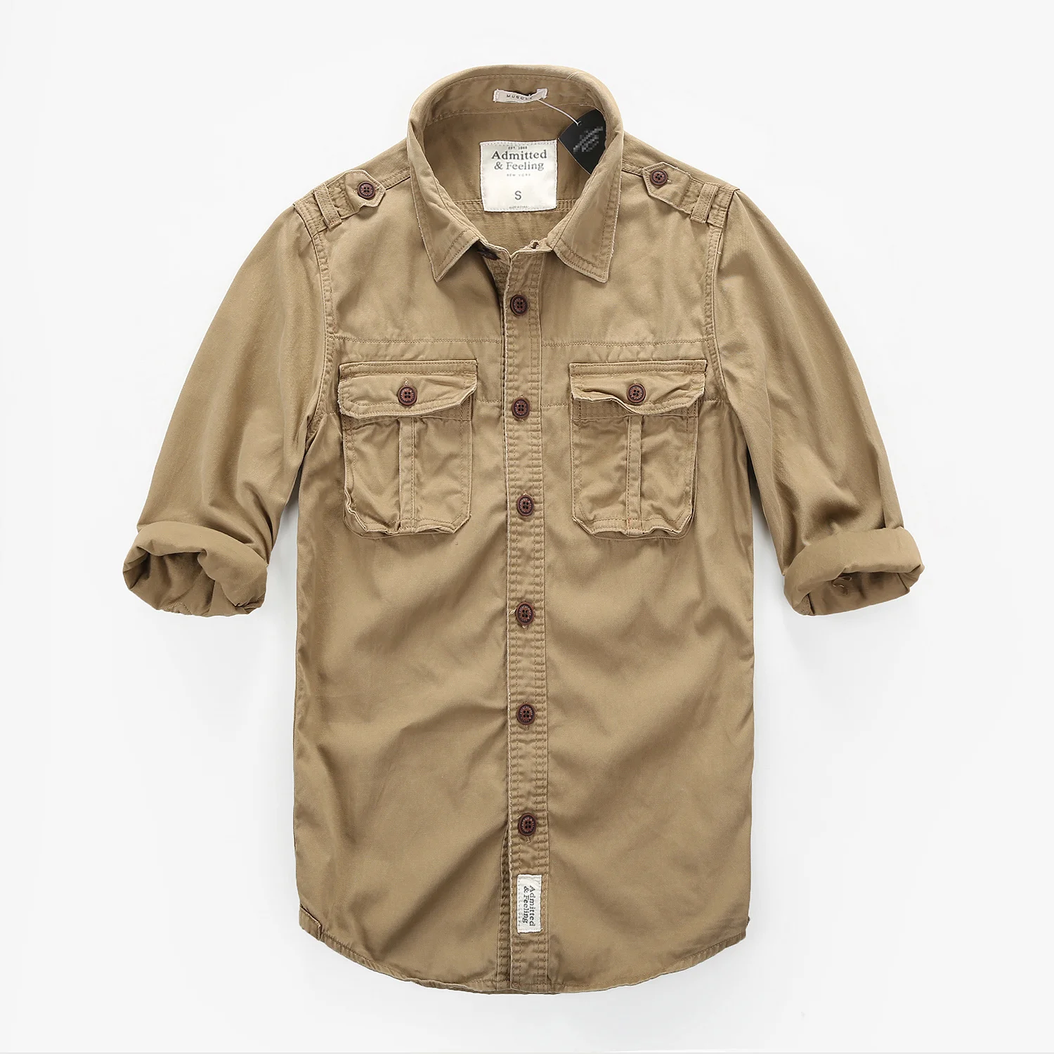 Retro Style Men's Long Sleeve Casual Shirts Cotton Fit Cargo Shirts with Pockets Fashion All Season Men Shirts