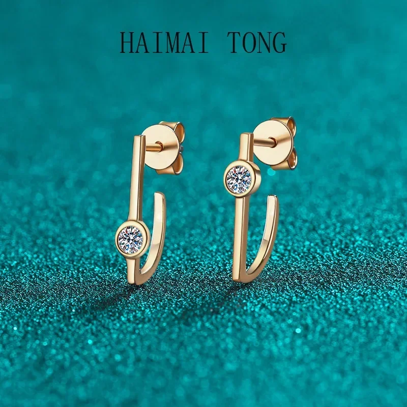

Серьги HAIMAITONG New De Art PT950 из платины для женщин, с простым дизайном, нерегулярной формы, с муассанитом, цвета шампанского золота.