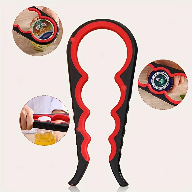 Can Opener Multi Functional Four In One Beverage Bottle Opener Cap Twister Four Position Can Opener Anti Slip Cap Twister