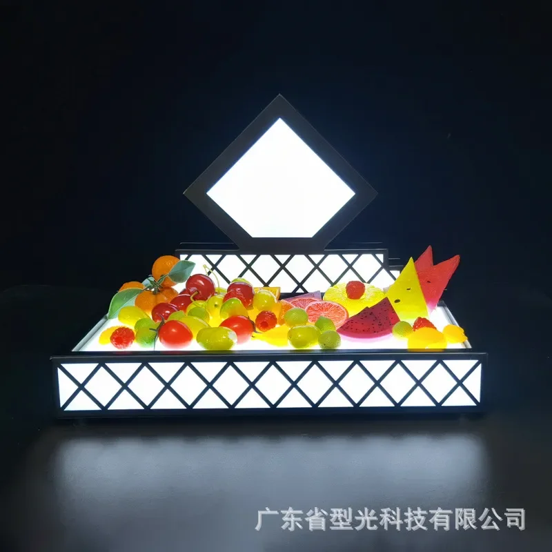 LED luminous rhombus fruit plate bar creative grid ktv fruit plate single layer Internet celebrity cake snack tray