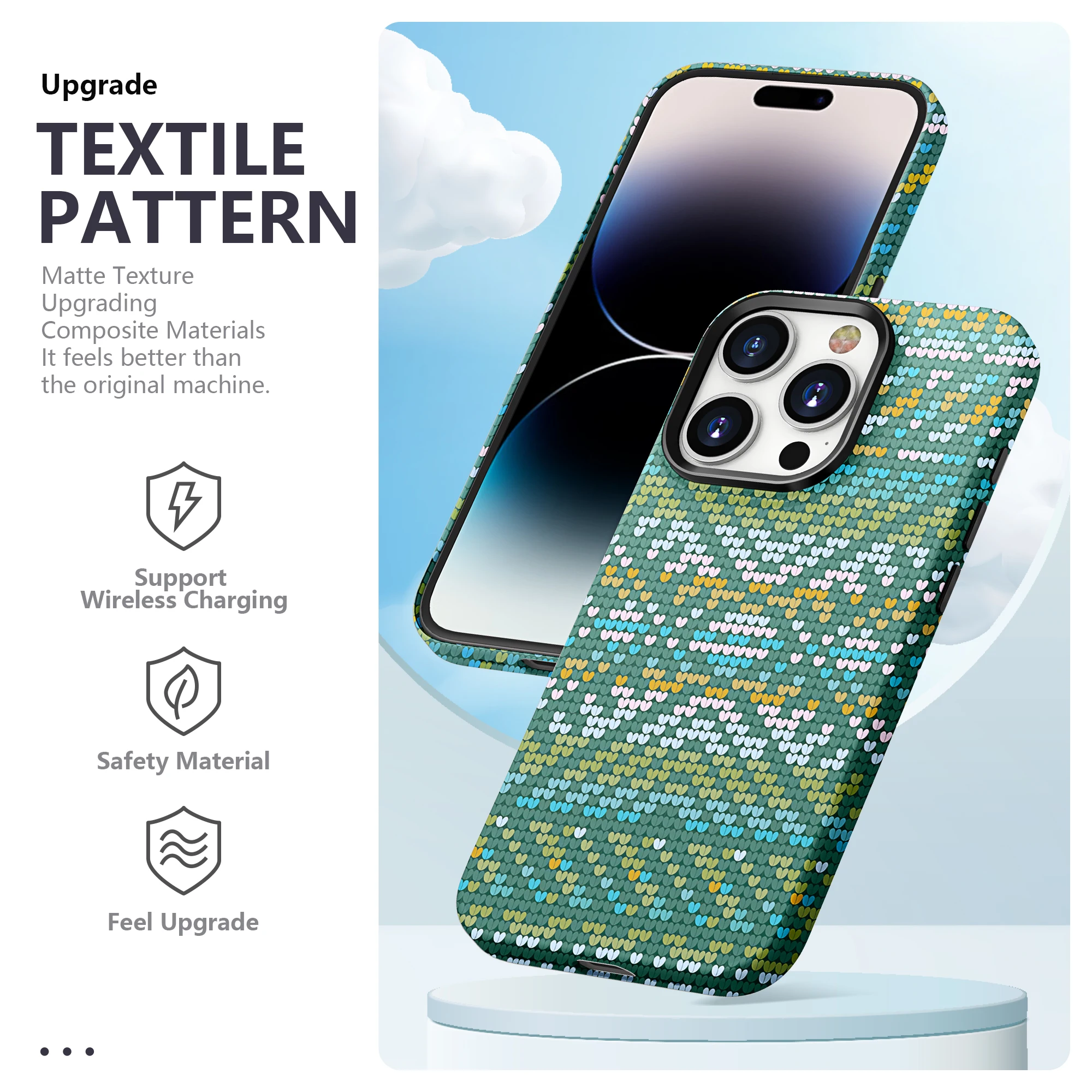 Textile Pattern Ultra Slim Full Phone Case For Iphone 15 Pro Max 14 Plus 13 Mini Anti-skid Protective Cover