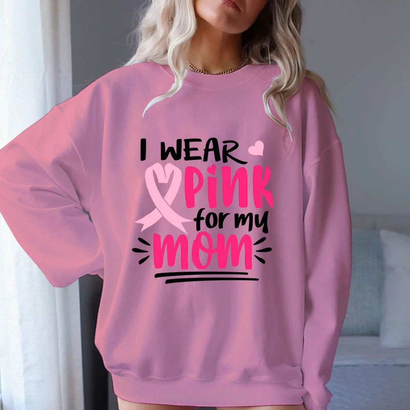 

(A+Quality)Breast Cancer Sweatshirt Women Long Sleeve Round Neck Sweatshirt Men Women Pullovers Tops Casual Clothes