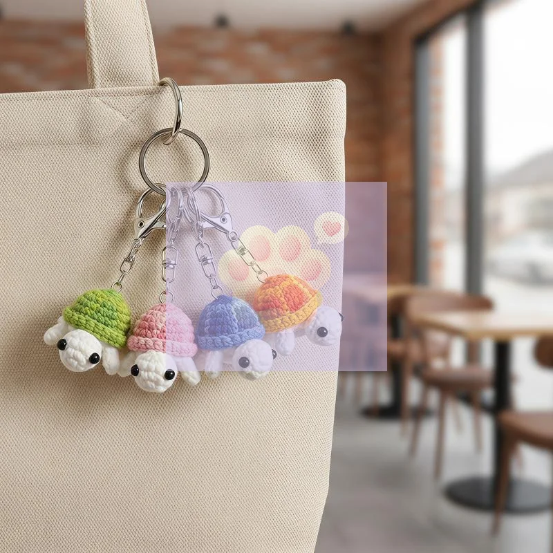 Cute Crochet Turtle Plush Keychain, Handmade Mini Pendant, Backpack Bag Car Keys Home Desk Decor Gift Accessory