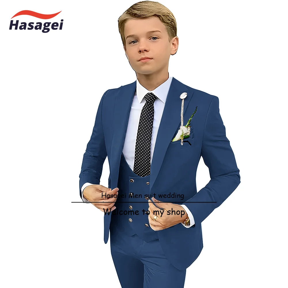 Beige Boys Suit 3 Piece Formal Party Dress 2-16 Years Old Wedding Custom Tuxedo (Jacket Pants Vest) Youth Blazer