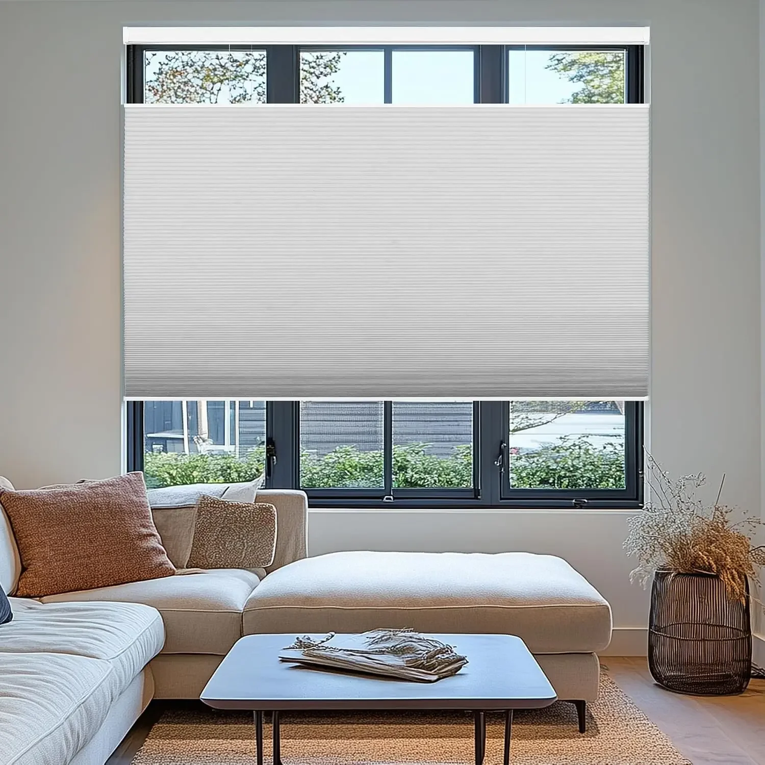 Top Down Bottom Up Cellular Shades, Cordless Blackout Pull Down Honeycomb Blinds, Custom Room Darkening Blackout Skylights Blind