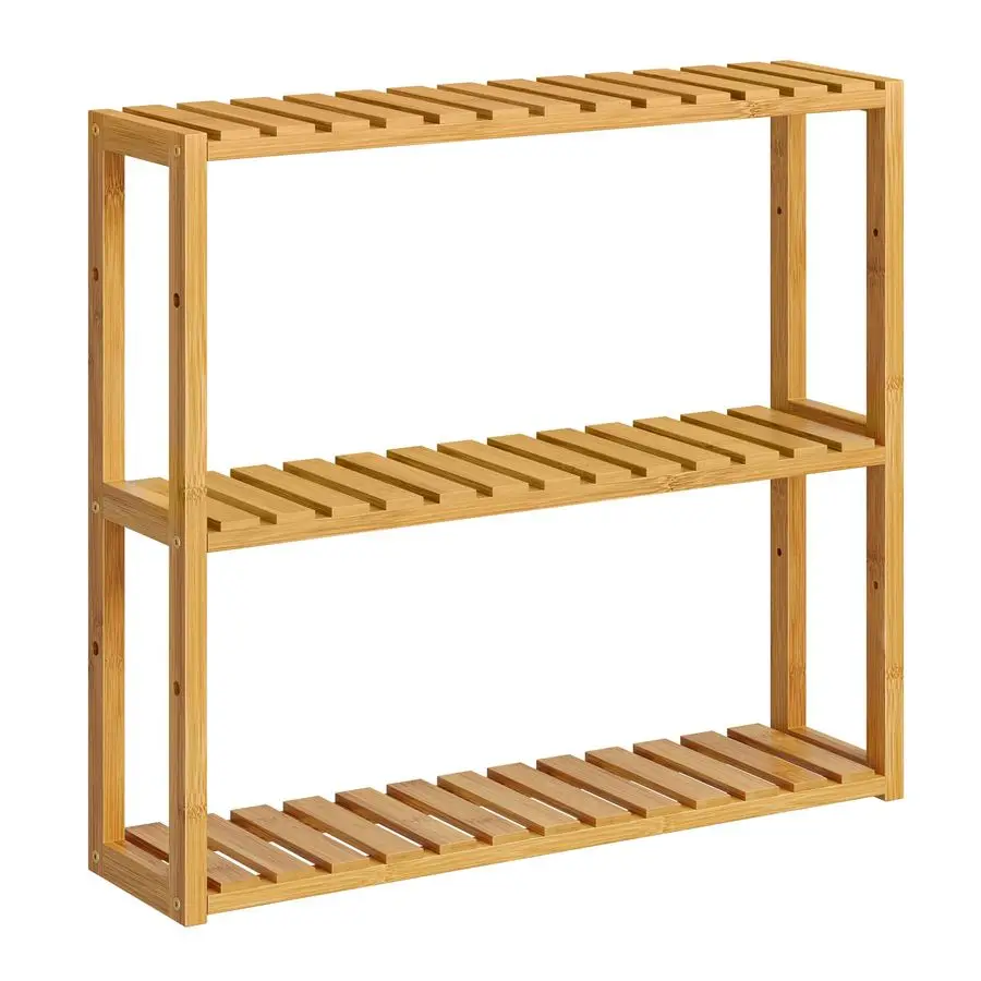 

Bamboo Bathroom Shelf, 3Tier Adjustable Plants Rack, WallMounted or Stand, in the Living Room, Balcony, Kitchen, 5.9 x 23.6 x 21
