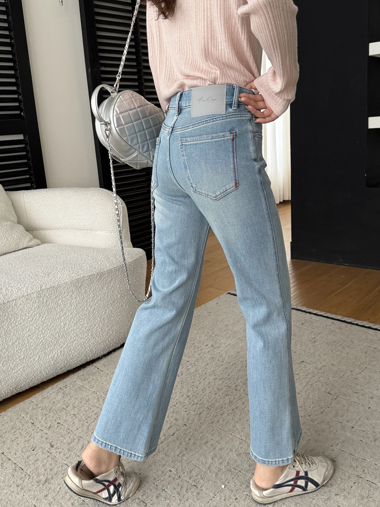 

Spring New Women's High Waist Flared Jeans Side Slit Loose Wide Leg Denim Pants Casual Comfortable Breathable Cotton Blend