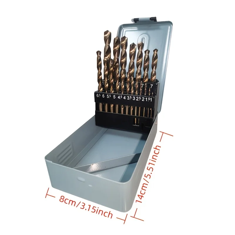 19-Piece（Boxed version） M35 HSS Drill Bit Set, High Strength Bits for Metal, Stainless Steel, Wood & Plastic, Quick Change