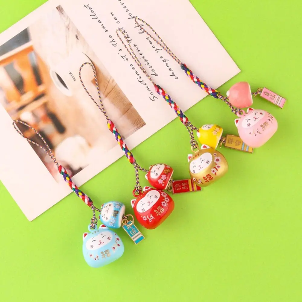 Bell Pendant Maneki Neko Key Chain Alloy Phone Lanyard Lucky Cat Pendant Ornament Backpack Charms Lucky Cat Phone Strap Women