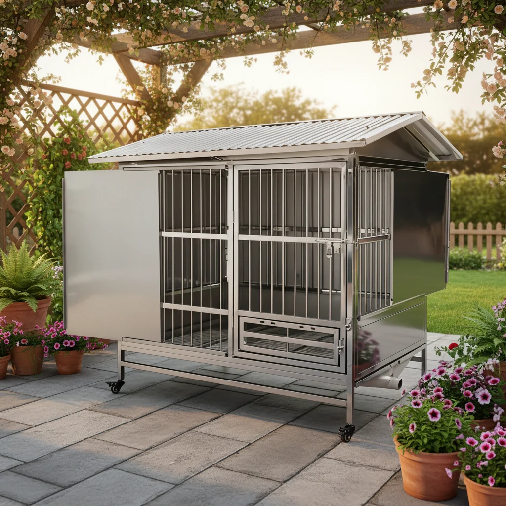 dk-Scratch-resistant and Wear-resistant a Sturdy Breathable Pet Shelter for Active Dog Breeds Stainless Steel Simple Dog Villa#