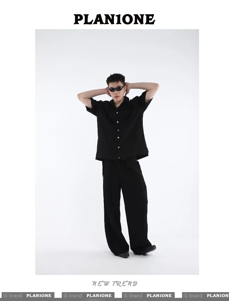 Fashion Trend Lapel Men's Short Sleeve Shirt Set Ice Silk Thin Breathable Commuting Versatile Loose Casual Two-Piece Set