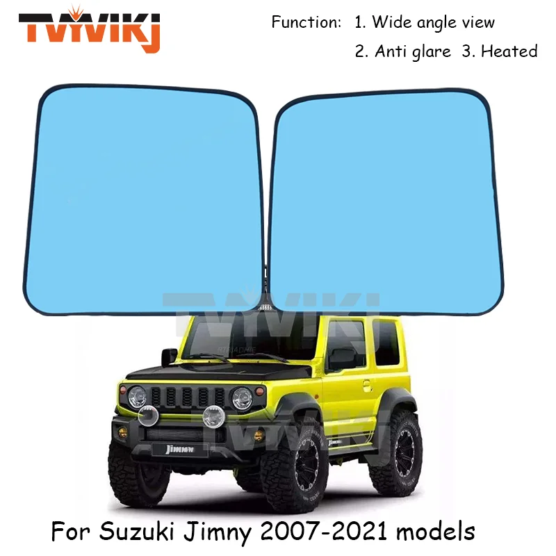 

1 pair Side Rearview Mirror Blue Glass Lens For Suzuki Jimny 2007-2021 Wide Angle View anti glare car side door mirrors wing