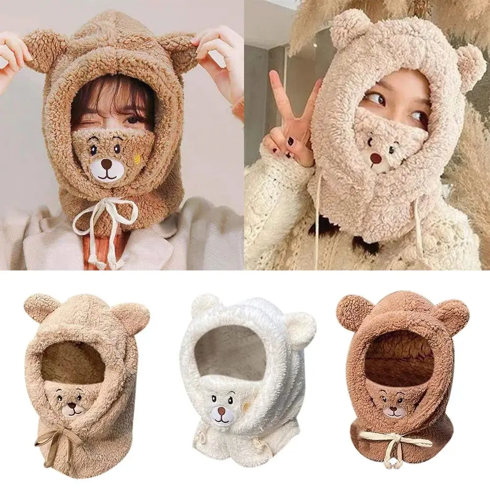 أزياء قسط المواد الدافئة فروي قبعة يندبروف الدافئة بطانة وشاح قناع قبعة متكاملة الشتاء ركوب الدراجات قبعة #4