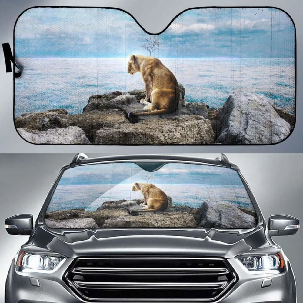 African Lion Car Windshield Sun Shade - Blocks UV Rays Sun Visor Protector Sunshade To Keep Your Vehicle Cool and Damage Free