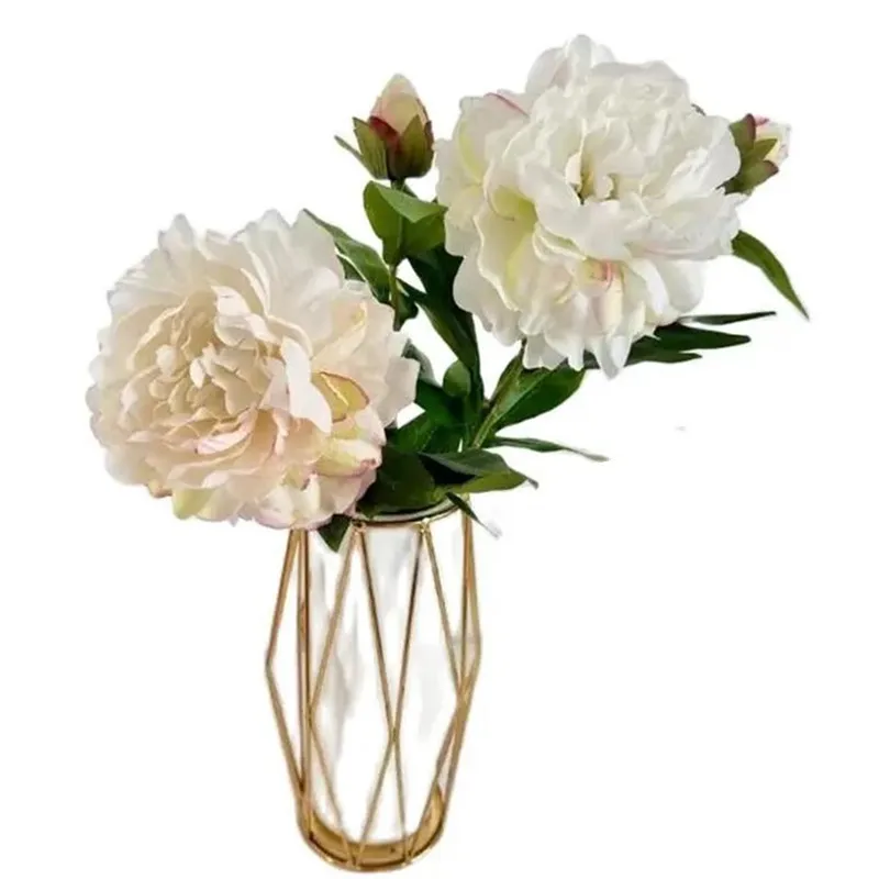 1Pcs Artificial Short Stem Peony (2Heads/Piece) Simulation Spring Peonia Plastic Accessories Wedding Home Decoration Material