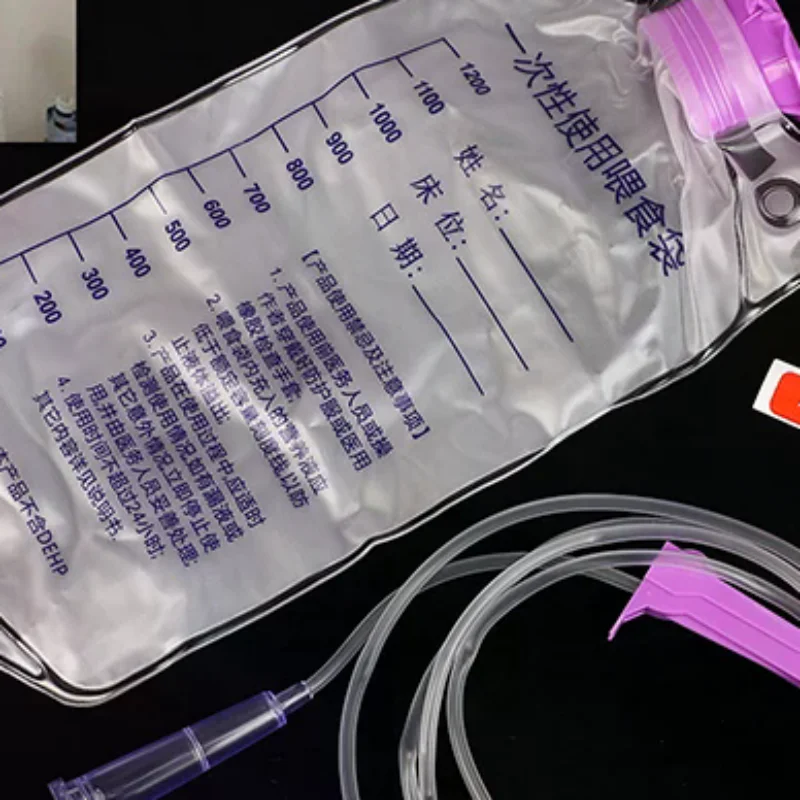 

1200ml Medical Plastic Feeding Bag Enteral Nutrition Supply Bag Nasal Feeding Nutrient Gravity Pump Transparent Tube Bag