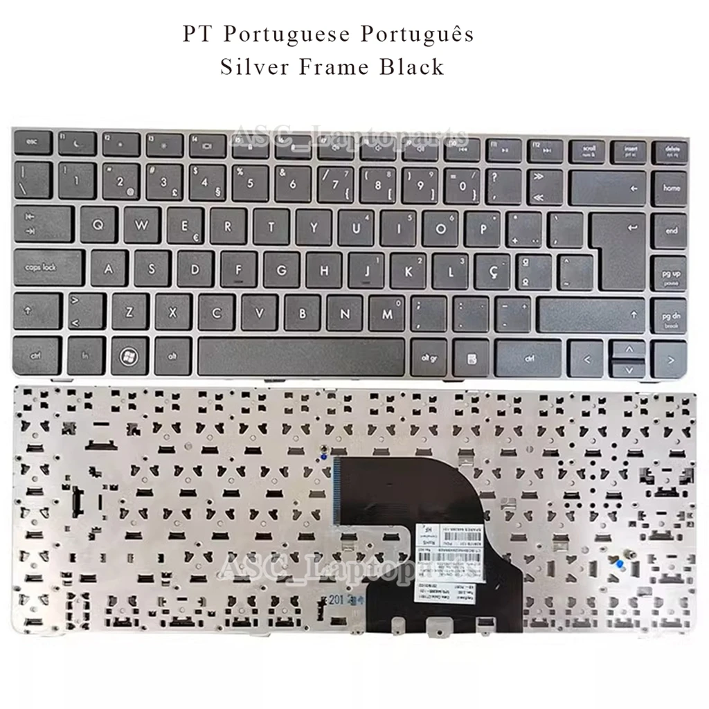 Novo teclado português teclado euro para hp probook 4330s 4331s 4430s 4431s 4435s 4436s moldura prateada blacke