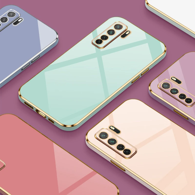 For Huawei P40 lite 5G Case Huawei P40 lite 5G Phone Case CDY-NX9A Luxury Square Plating Shockproof Back Cover