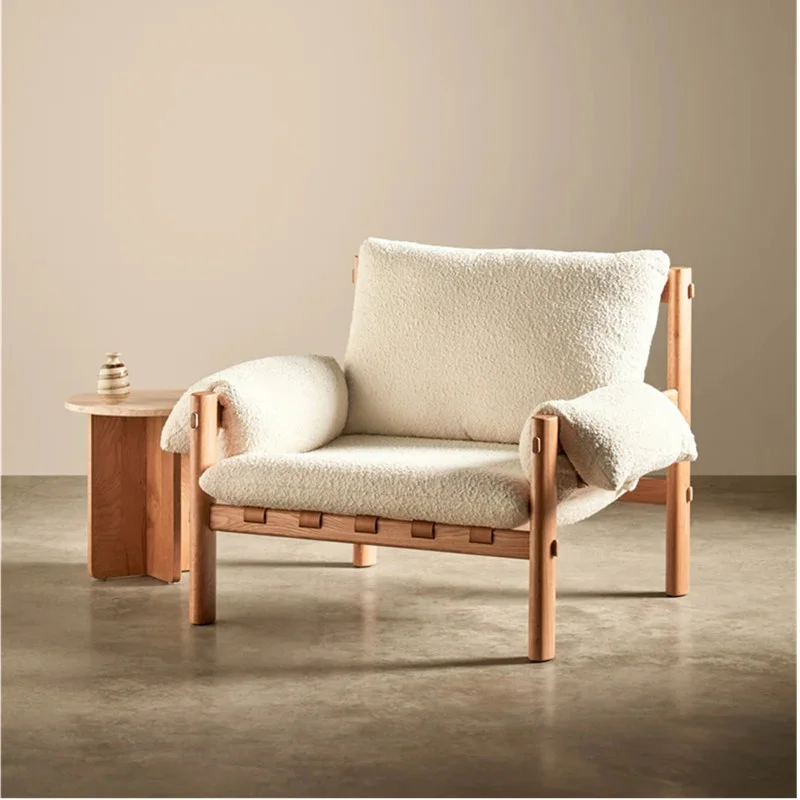 

Wooden Reading Living Room Chairs Balcony Modern Arm Comfortable Living Room Chairs Individual Relax Sillon Postmodern Furniture