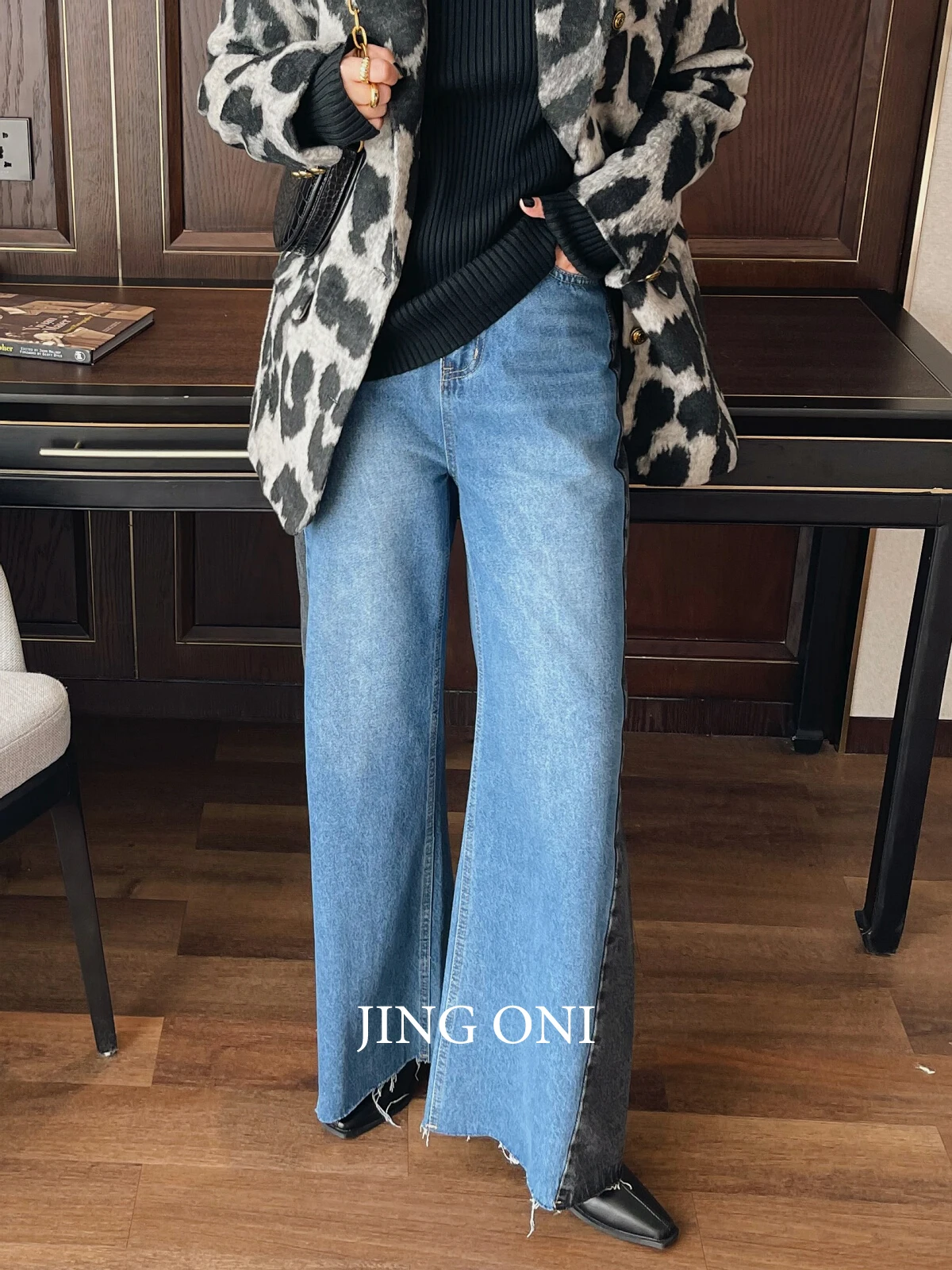 Jeans Pants Woman Clothing 2023 Y2k Korean Fashion Style Vintage Winter Elegant Wide Leg Baggy Brushed High Waist Cargo Long New