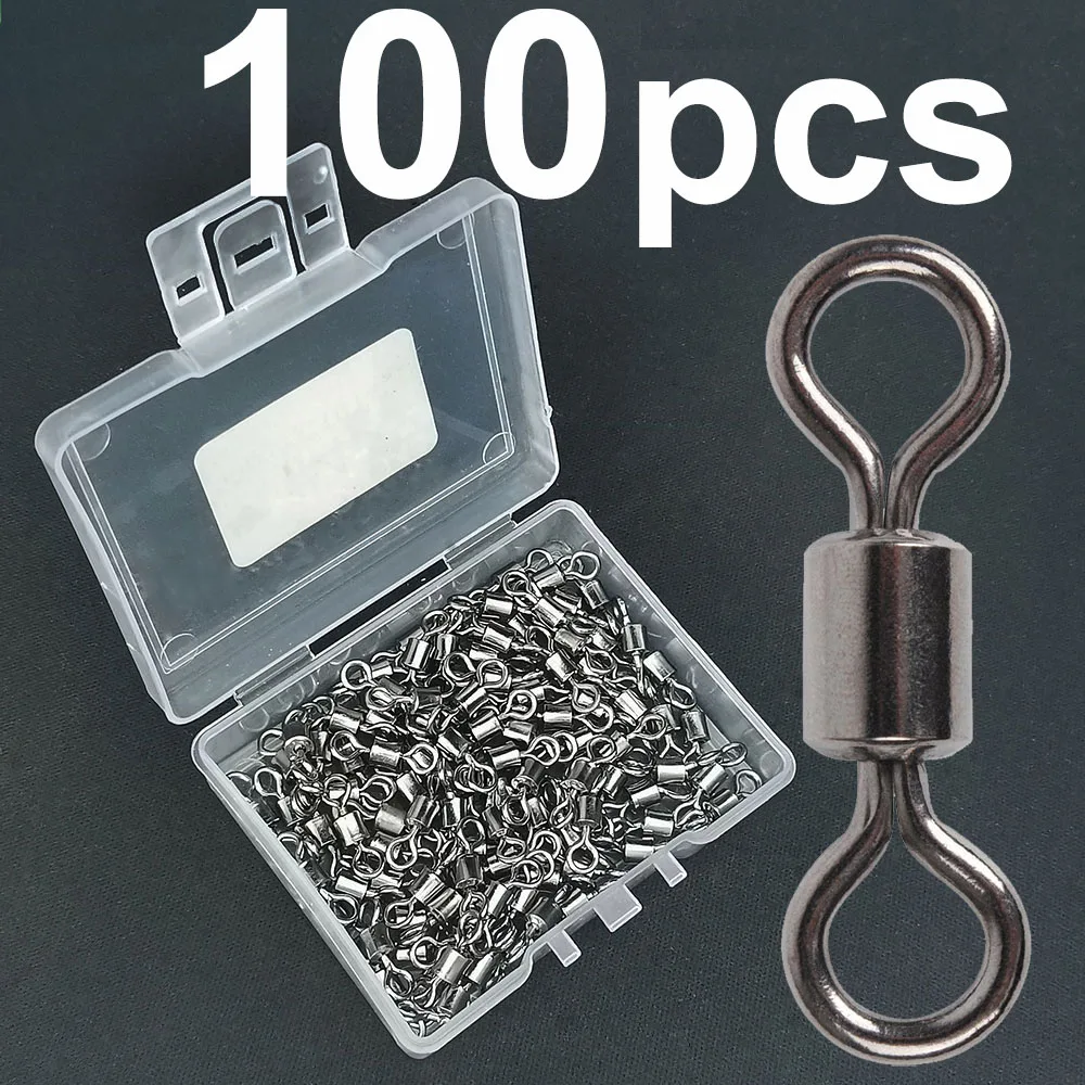50 or 100 pcs Fishing Barrel Bearing Rolling Swivel Solid Ring Lure Connector Carp Fishing Tackle Accessories Fish Tool image 3